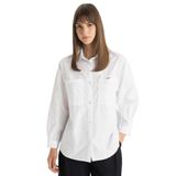 DeFacto Relax Fit Poplin Uzun Kollu Gömlek Tunik Beyaz, XL, C7825AX24SM, Beyaz-WT36, Kadın