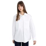 DeFacto Relax Fit Poplin Uzun Kollu Tesettür Gömlek Tunik Beyaz, XL, C2145AX24SP, Beyaz-WT34, Kadın