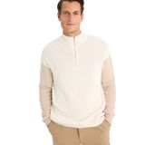 DeFacto Relax Fit Renk Bloklu Triko Kazak, 3XL, Y0623AZ24AU, Bej-BG695, Erkek