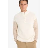DeFacto Relax Fit Renk Bloklu Triko Kazak, S, Y0623AZ24AU, Bej-BG695, Erkek