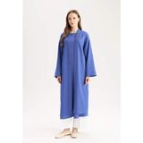 DeFacto Relax Fit Şal Yaka Krinkıl Kumaş Uzun Kimono E1816AX25SP - Mavi-BE46 - L - XL