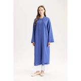 Defacto Relax Fit Şal Yaka Krinkıl Kumaş Uzun Kimono E1816AX25SP Mavi
