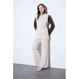 DeFacto Relax Fit Triko Pantolon Basıc Beli Lastikli Geniş Paça, L, V0088AZ25WN, Ekru-ER99, Kadın