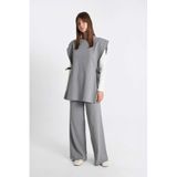 DeFacto Relax Fit Triko Pantolon Beli Lastikli Geniş Paça, S, Y1325AZ24AU, Gri-GR422, Kadın