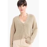 DeFacto Relax Fit V Yaka Triko Hırka, S, G4123AX25WN, Bej-BG26, Kadın