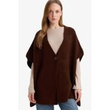 DeFacto Relax Fit V Yaka Triko Hırka, STD, G3049AX25AU, Kahve, Kadın