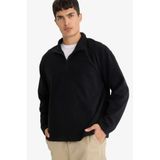 Defacto Relax Fit Yarım Fermuarlı Polar Sweatshirt, 2XL, F0448AX, Black, Erkek, Siyah, XXL