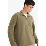 DeFacto Relax Fit Yarım Fermuarlı Polar Sweatshirt, M, F0448AX25AU, Haki-KH401, erkek