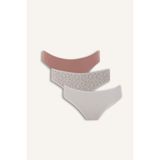 DeFacto Ribana 3'lü Slip Külot, L, H0190AX26SP, Pembe-BR80, kadın