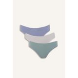 DeFacto Ribana 3'lü Slip Külot, XL, H0188AX26SP, Mavi-BE570, kadın