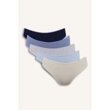 DeFacto Ribana 5'li Brief Külot, XL, F2123AX26SP, Mavi-BE771, kadın