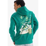 DeFacto Rick and Morty Baskılı Kapüşonlu Boxy Fit Kalın Sweatshirt, XS, F8136AX26SP, Yeşil-GN384, erkek