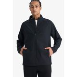 DeFacto Rüzgar Geçirmez Regular Fit Yarım Balıkçı Yaka Fermuarlı Mont, L, Yarım Balıkçı Yaka Fermuarlı Mont, Siyah-BK81, Erkek