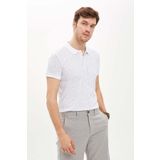 DeFacto S3373AZ20HSWT32 Beyaz Geometrik Desenli Polo Yaka Regular Fit Pamuklu Erkek T-Shirt
