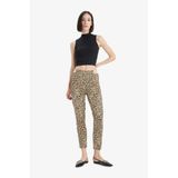 Defacto Sigaret Normal Bel Leopar Desenli Düz Paça Saten Pantolon, 36, J8741AZ25WN, Bej, Kadın