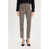 DeFacto Sigaret Saten Kumaş Pantolon Leopar Desenli Normal Bel Beli Lastikli Düz Paça J8741AZ25SP - 36 - Bej-BG350