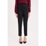 DeFacto Sigaret Saten Kumaş Pantolon Normal Bel Basic Beli Lastikli J8743AZ25SM - Siyah-BK81 - 44