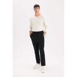 DeFacto Siyah Eşofman Altı Twill Slim Fit Dar Kesim Beli Bağcıklı Cepli Düz Paça D9708AX24AUBK81