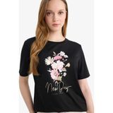 DeFacto Siyah T-Shirt, M, G9257AX26SP, Siyah-BK81, Kadın