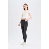 DeFacto Skinny Fit Yüksek Bel Düz Paça Uzun Jean Kar Yıkamalı Pantolon D6601AX25SP