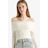DeFacto Slim Fit Açık Omuz Basic Triko Kazak B6537AX25WN
