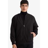 DeFacto Slim Fit Astarlı Fermuarlı Krinkıl Mont, S, Slim Fit Astarlı Fermuarlı Krinkıl Mont, Siyah-BK27, Erkek