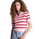 DeFacto Slim Fit Ayıcıklı Çizgili Kazak, L, H5924AX26SM, Pembe-PN490, Kadın