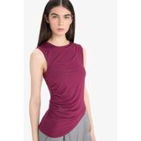 DeFacto Slim Fit Basic Asimetrik Kesim Drapeli Kadın Atlet, M, F0358AX25SM, Bordo-BR115