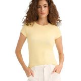 DeFacto Slim Fit Basic Bisiklet Yaka Kısa Kollu Tişört, S, F7768AX25AU, Sarı-YL252, Kadın