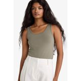 DeFacto Slim Fit Basic Düz Yuvarlak Yaka Kadın Atlet, S, I1059AZ25AU, Haki