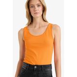DeFacto Slim Fit Basic Düz Yuvarlak Yaka Kadın Atlet, S, I1059AZ25AU, Turuncu