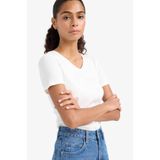 DeFacto Slım Fıt Basıc Ekru Kadın T-Shirt I1080AZ/ER105