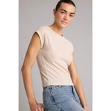 DeFacto Slim Fit Basic Fitilli Kaşkorse Tişört Bej, 2XL, E5536AX26SM, Bej-BG757, Kadın