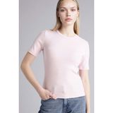 DeFacto Slim Fit Basic Fitilli Kaşkorse Tişört, XS, E801GY119227, Pembe, Kadın