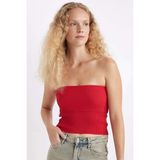 DeFacto Slim Fit Basic Straplez Bluz D4231AX24HS - Kırmızı