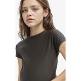 DeFacto Slim Fit Bisiklet Yaka Basic Fitilli Kısa Kollu Tişört Kız Çocuk B3053A825SM - Antrasit-AR211 - 7 - 8 Yaş
