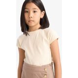 DeFacto Slim Fit Bisiklet Yaka Basic Fitilli Kısa Kollu Tişört Kız Çocuk B3053A825SM - Ekru-ER183 - 7 - 8 Yaş