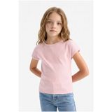 DeFacto Slim Fit Bisiklet Yaka Basic Fitilli Kısa Kollu Tişört Kız Çocuk B3053A825SM