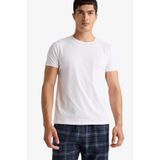 DeFacto Slim Fit Bisiklet Yaka Fanila, L, L4885AZ25AU, Beyaz-WT34, Erkek