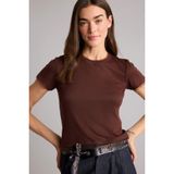 DeFacto Slim Fit Bisiklet Yaka Fitilli Kaşkorse Kısa Kollu Tişört, XL, H5768AX26SP, Kahve, Kadın