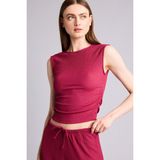 DeFacto Slim Fit Bisiklet Yaka Kırışık Dokulu Bluz H8059AX26SM - Bordo-BR490