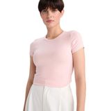 DeFacto Slim Fit Bisiklet Yaka Kısa Kollu Tişört, S, G2761AX25AU, Pembe-PN638, Kadın