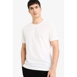 DeFacto Slim Fit Bisiklet Yaka Kısa Kollu Tişört, XXL, M6608AZ26SP, Ekru, Erkek