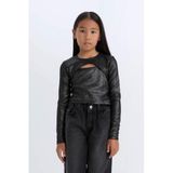 DeFacto Slim Fit Bisiklet Yaka Parlak Kaşkorse Uzun Kollu Tişört Kız Çocuk, 13-14 Yaş, D5419A824WN, Siyah-BK81, Kız çocuk