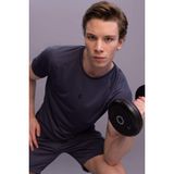 DeFacto Slim Fit Dar Kesim Bisiklet Yaka Baskılı Sporcu Kısa Kollu Tişört, XS, V2887AZ22AU, Indigo-IN234, Erkek