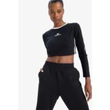 DeFacto Slim Fit Dar Kesim Bisiklet Yaka Baskılı Sporcu Uzun Kollu Tişört, M, E7261AX24WN, Siyah-BK81, Kadın