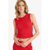 DeFacto Slim Fit Dar Kesim Bisiklet Yaka Bürümcük Atlet, 3XL, TYC3CD13D35F39AAE97C31309, Kırmızı-RD117, Kadın