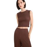 DeFacto Slim Fit Dar Kesim Bisiklet Yaka Bürümcük Atlet, S, E0999AX25SP, Kahve-BN341, Kadın