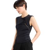 DeFacto Slim Fit Dar Kesim Bisiklet Yaka Dantel Detaylı Kolsuz Bluz G4116AX25AU, L Siyah-BK81