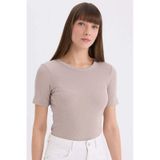 DeFacto Slim Fit Dar Kesim Bisiklet Yaka Fitilli Kaşkorse Basic Düz Kısa Kollu Tişört C0097AX25SPBG130